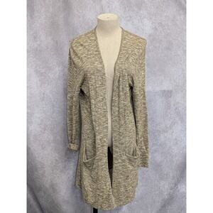 Madewell Womens Small Tan Space Dye Marl Knit Open Front Longline Cardigan-C150